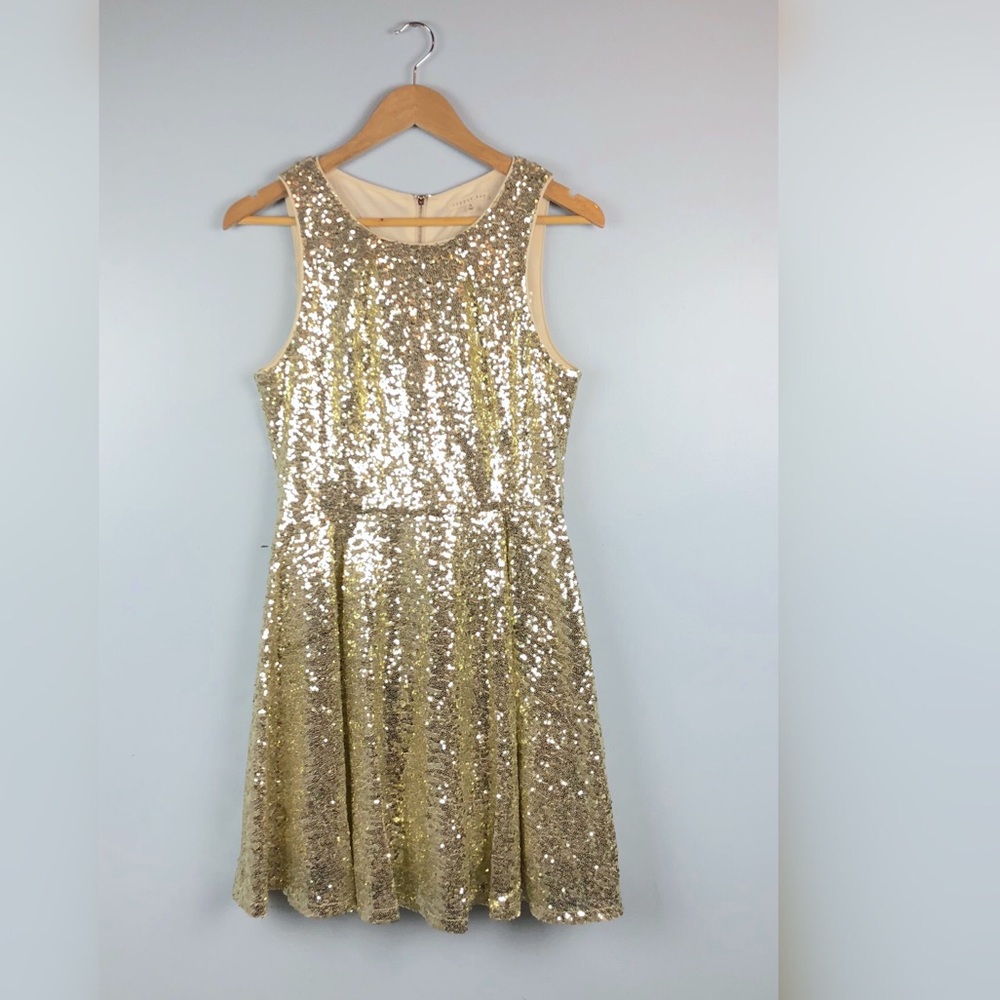 Copper Key Gold Sequin Party Dress Size M